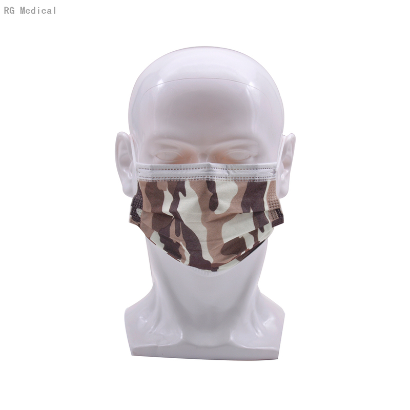 Surface Brown Camouflage medical ear loop face mask